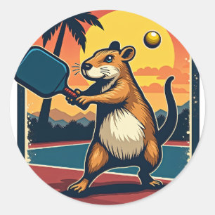 Capybara Pickleball Club Retro Logo Sticker T-Shir
