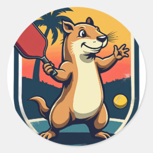 Capybara Pickleball Club Retro Logo Tshirt Apparel Classic Round Sticker