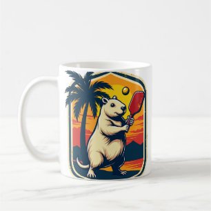 Capybara Pickleball Club Retro Logo Vintage Sports Coffee Mug