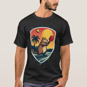 Capybara Pickleball Club Retro Logo Vintage Sports T-Shirt