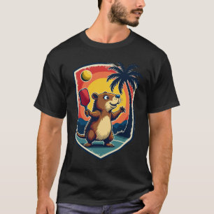 Capybara Pickleball Club Retro Sports Logo Capybar T-Shirt