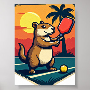 Capybara Pickleball Club Vintage Logo Apparel Poster