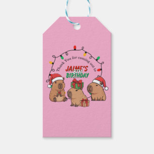Capybara Pink Christmas Holiday Birthday Gift Tags