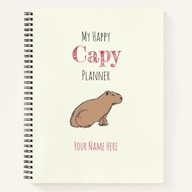  Capybara Planner Cute Creature Funny Zoo Animal Notebook (Front)