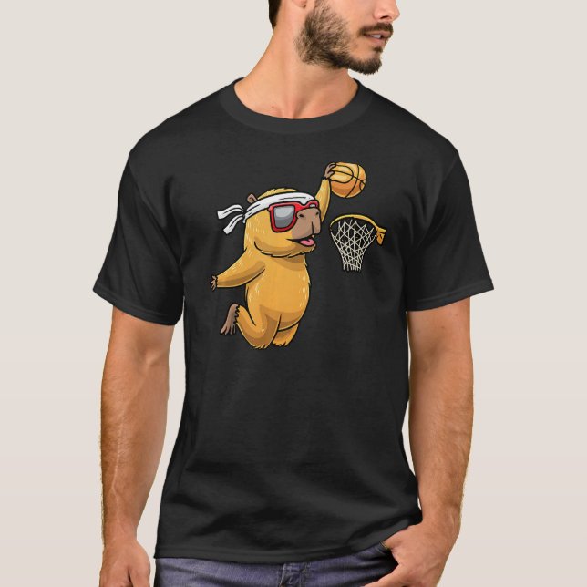 Capybara Playing Basketball Sports Rodent Kids Pre T-Shirt (Front)