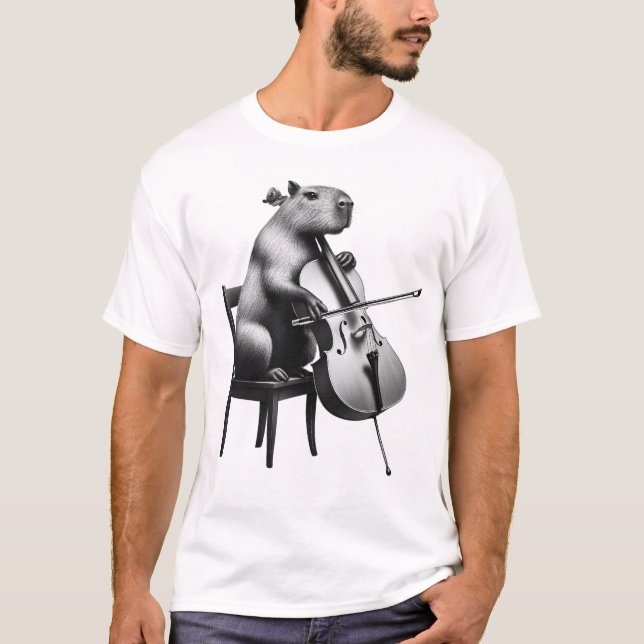 Capybara Playing Cello Cellist Cello Player T-Shirt (Front)