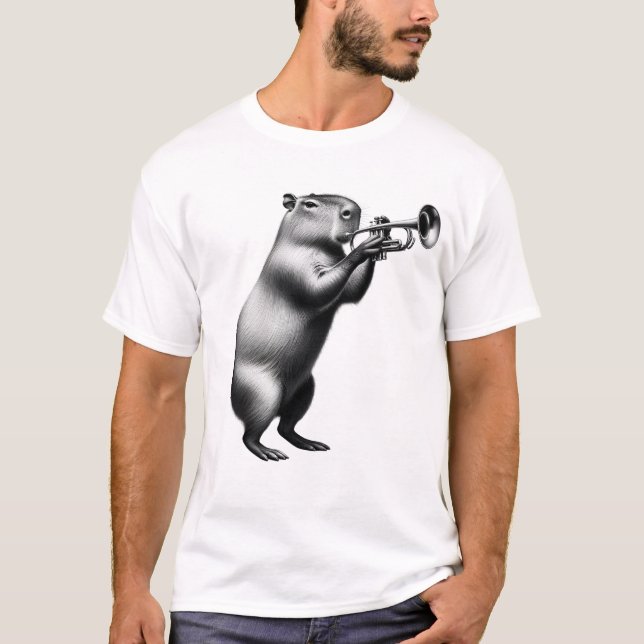 Capybara Playing Trumpet Trumpetist Trumpet Player T-Shirt (Front)