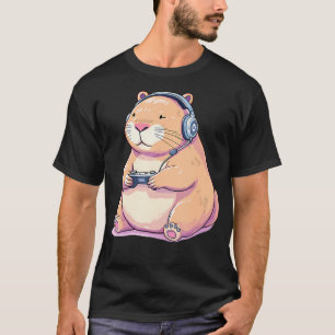 Capybara Playing Video Games Funny T-Shirt