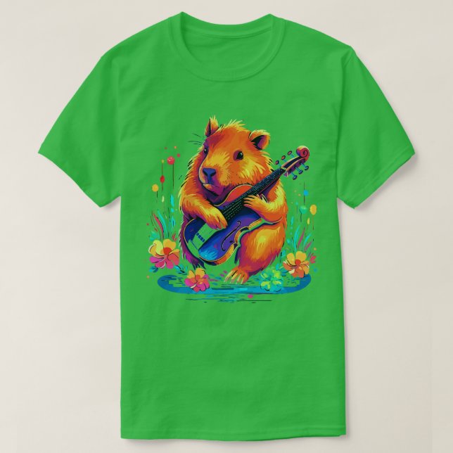 Capybara Playing Violin T-Shirt (Design Front)