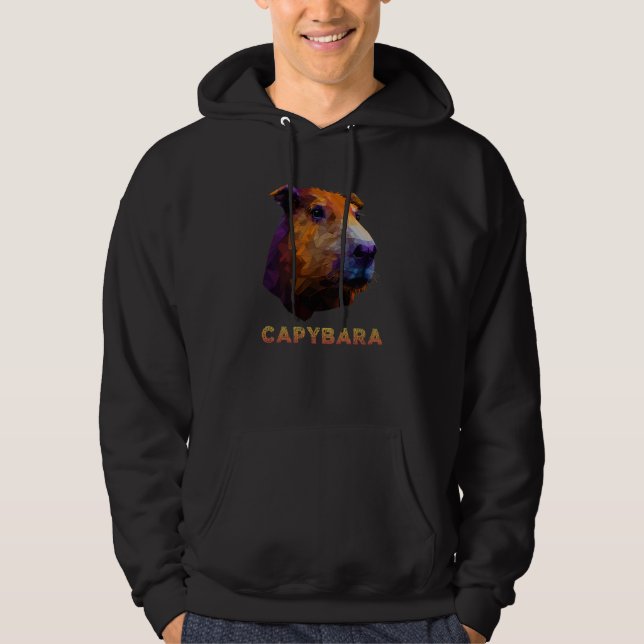 Capybara Polygon Capibara Wildlife Low Poly Animal Hoodie (Front)