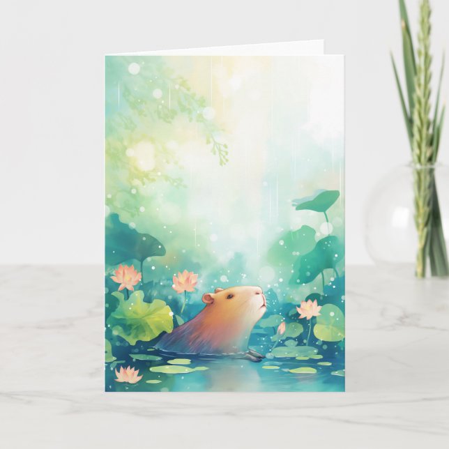 Capybara Pondside Paradise Card (Front)