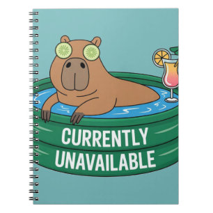 Capybara Pool Relaxation Typography Graphic Notebook