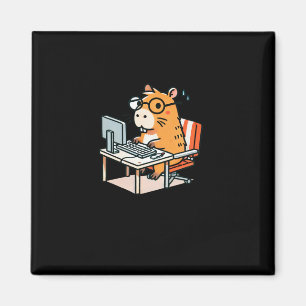 Capybara Programmer Working On The Computer Sticke Magnet