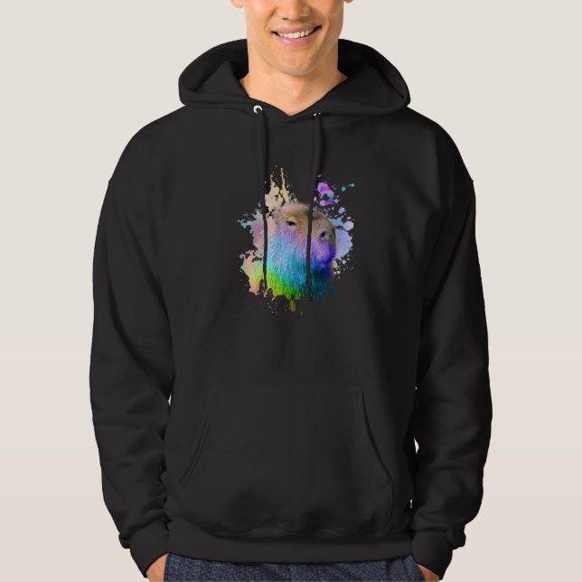 Capybara Rainbow Drip Hoodie (Front)