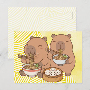 Capybara Ramen Funny Postcard