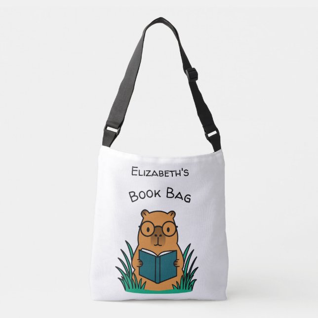 Capybara Reading Book Crossbody Bag (Front)