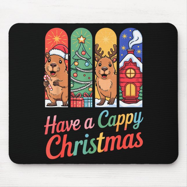 Capybara Reindeer Xmas Have A Capy Christmas  Mouse Pad (Front)