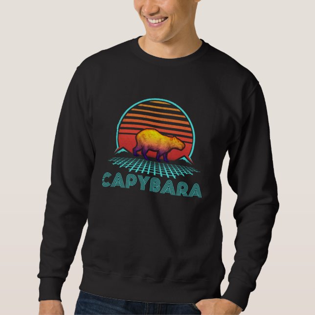 Capybara Retro  Animal  Rodent Capibara Sweatshirt (Front)