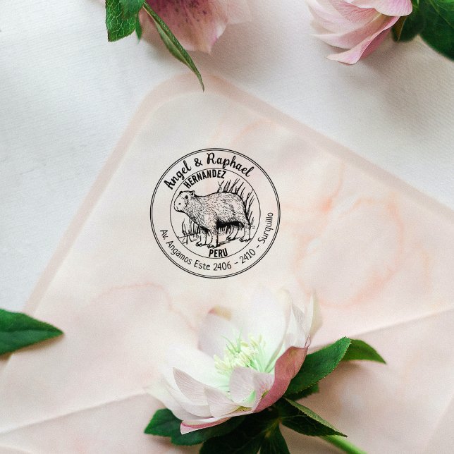 Capybara Return Address Family    Rubber Stamp (Creator Uploaded)