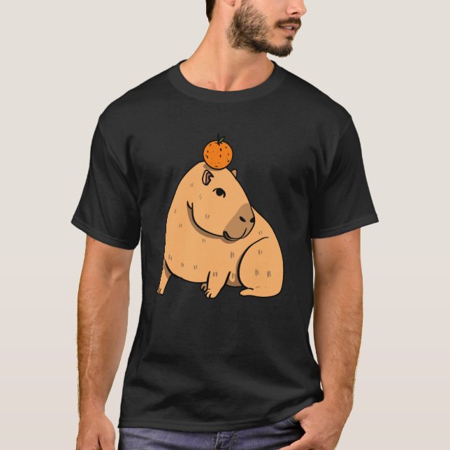 capybara rodent with orange on head T-Shirt (Front)