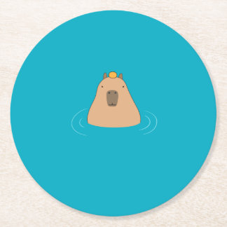 Capybara Round Paper Coaster