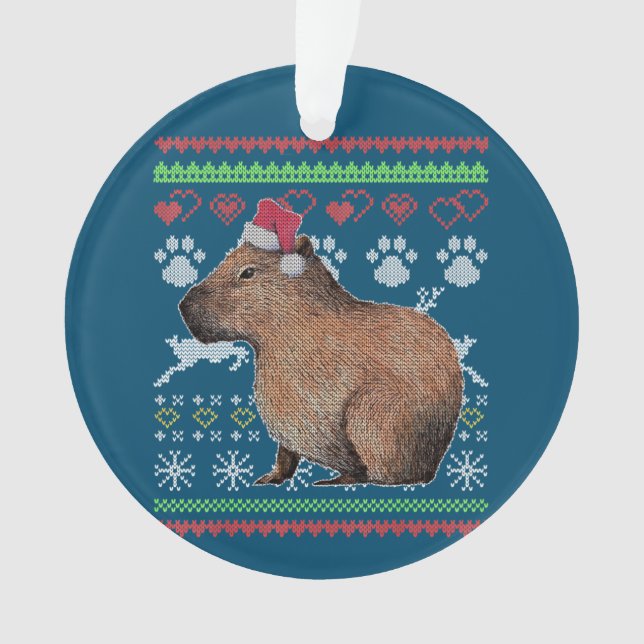 Capybara Santa-Claus Ugly Christmas Sweater Holida Ornament (Front)