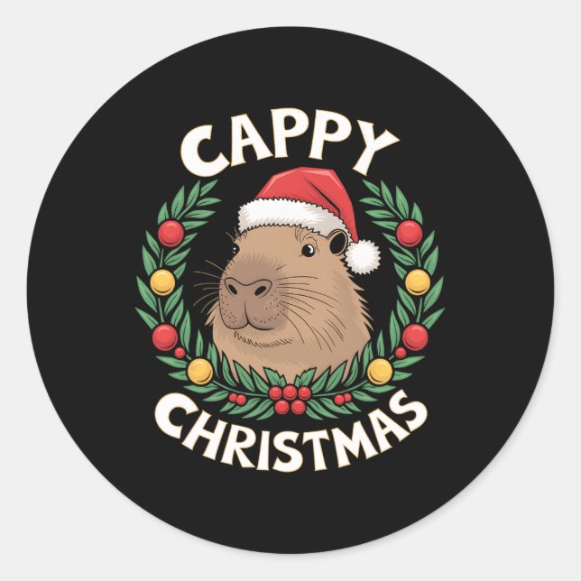 Capybara Santa Clause Christmas Funny Cappy Christ Classic Round Sticker (Front)