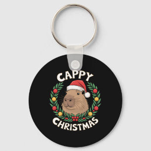 Capybara Santa Clause Christmas Funny Cappy Christ Key Ring