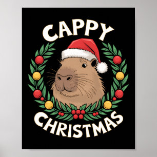 Capybara Santa Clause Christmas Funny Cappy Christ Poster