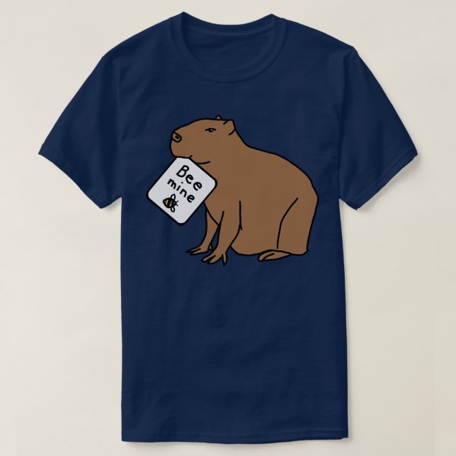 Capybara says Bee Mine on Valentines Day T-Shirt (Design Front)