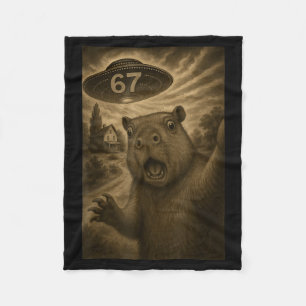 Capybara Selfie 67 Meme Six Seven Funny Ufo Fleece Blanket
