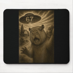 Capybara Selfie 67 Meme Six Seven Funny Ufo  Mouse Pad