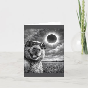 Capybara Selfie Funny Animal Solar Eclipse Graphic Card