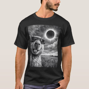 Capybara Selfie Funny Animal Solar Eclipse Graphic T-Shirt