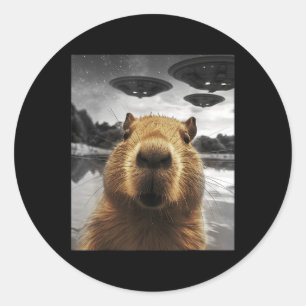 Capybara Selfie Funny Xmas Animal Graphic Capybara Classic Round Sticker