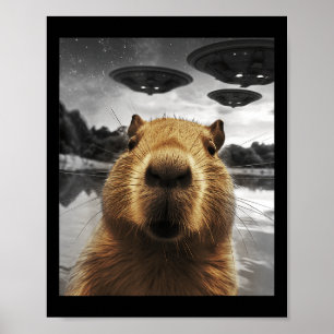 Capybara Selfie Funny Xmas Animal Graphic Capybara Poster
