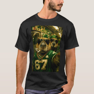 Capybara selfie st. patrick's day hip hop gangster T-Shirt