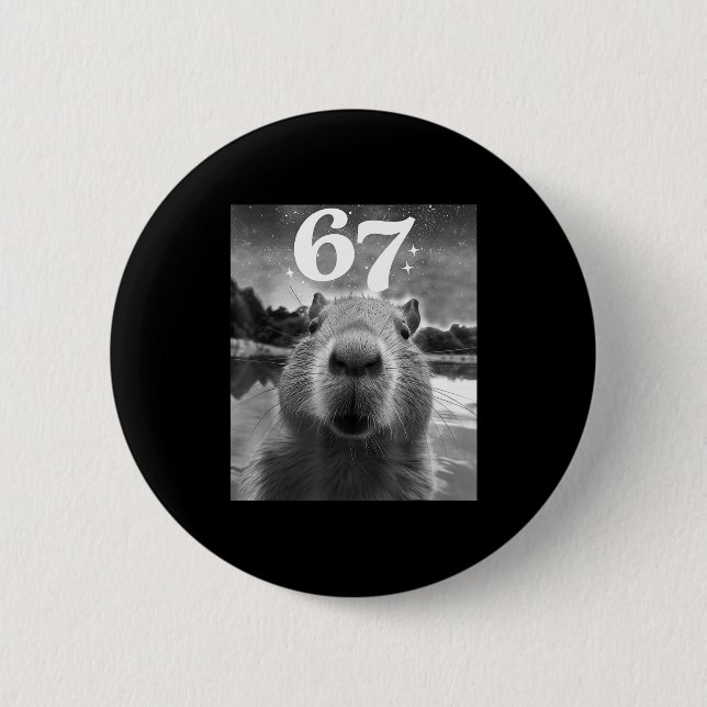 Capybara Selfie With 67 Meme Capy Graphic For Men  6 Cm Round Badge (Front)