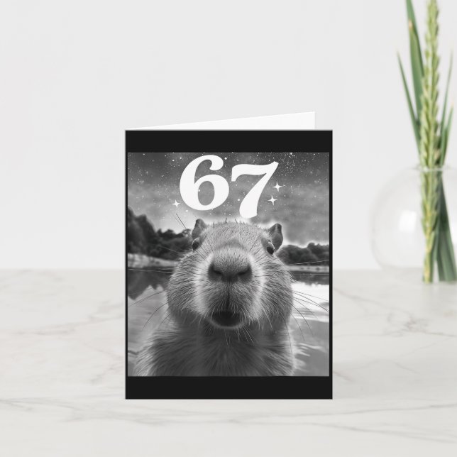 Capybara Selfie With 67 Meme Capy Graphic For Men  Card (Front)
