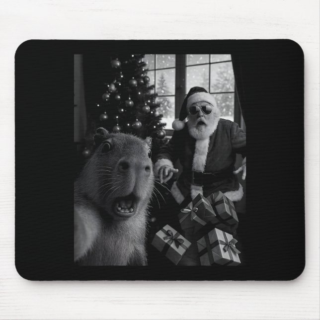 Capybara Selfie With Santa Funny Capybara For Men  Mouse Pad (Front)