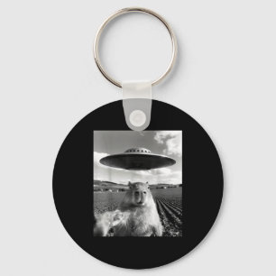 Capybara Selfie With Ufo Funny Capybara Gifts Capy Key Ring