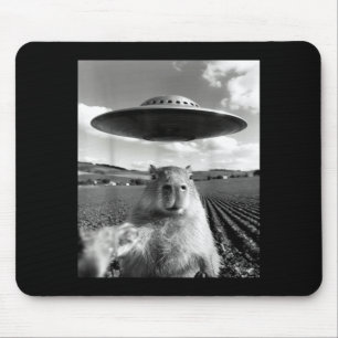 Capybara Selfie With Ufo Funny Capybara Gifts Capy Mouse Pad