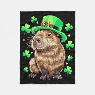 Capybara Shamrock Irish St Patricks Day Fleece Blanket