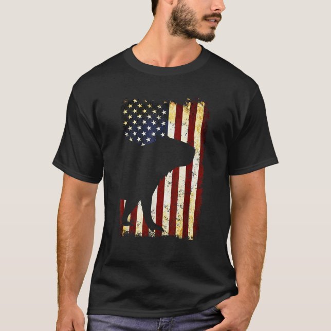Capybara Silhouette American Flag 4th of July T-Shirt (Front)