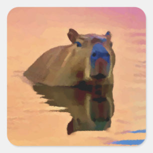 Capybara Simplicity Tranquil Lake  Square Sticker