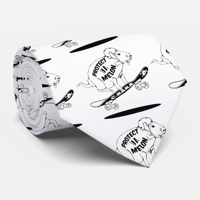 Capybara Skateboard Ollie Tie (Rolled)