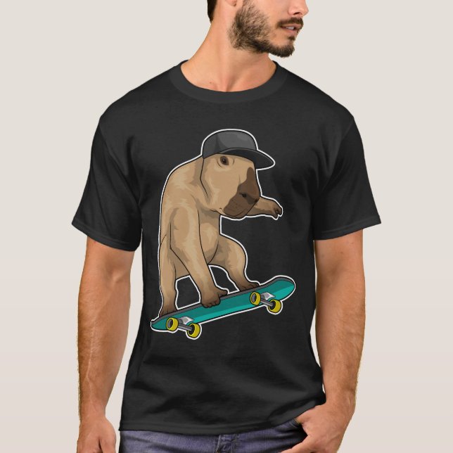 Capybara Skater Skateboard Sports T-Shirt (Front)