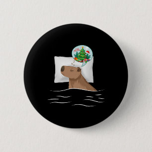 Capybara Sleep Night Xmas Rodent Christmas Dream C 6 Cm Round Badge
