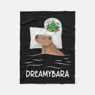 Capybara Sleep Night Xmas Rodent Christmas Dream C Fleece Blanket
