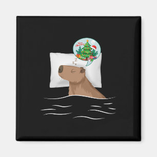 Capybara Sleep Night Xmas Rodent Christmas Dream C Magnet